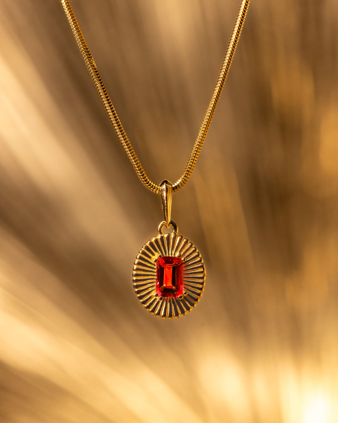 Ruby Sunburst 14k Pendant