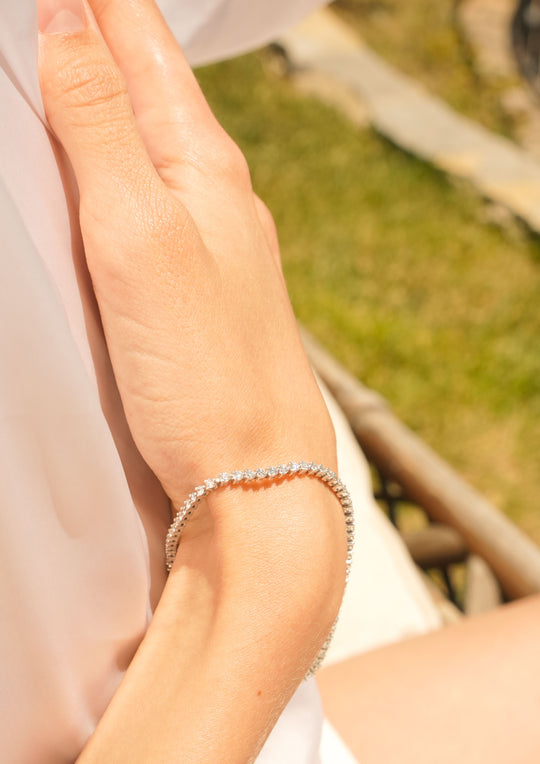 Amalfi Diamond Tennis Bracelet by O Collection — 14k gold tennis bracelet with round brilliant diamonds, Mediterranean-inspired fine jewelry
