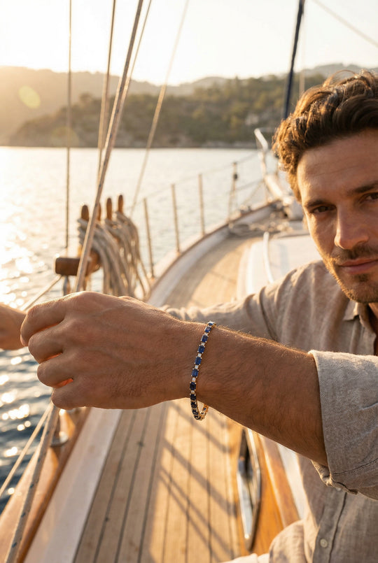 Mykonos Tennis Bracelet | Blue Sapphire