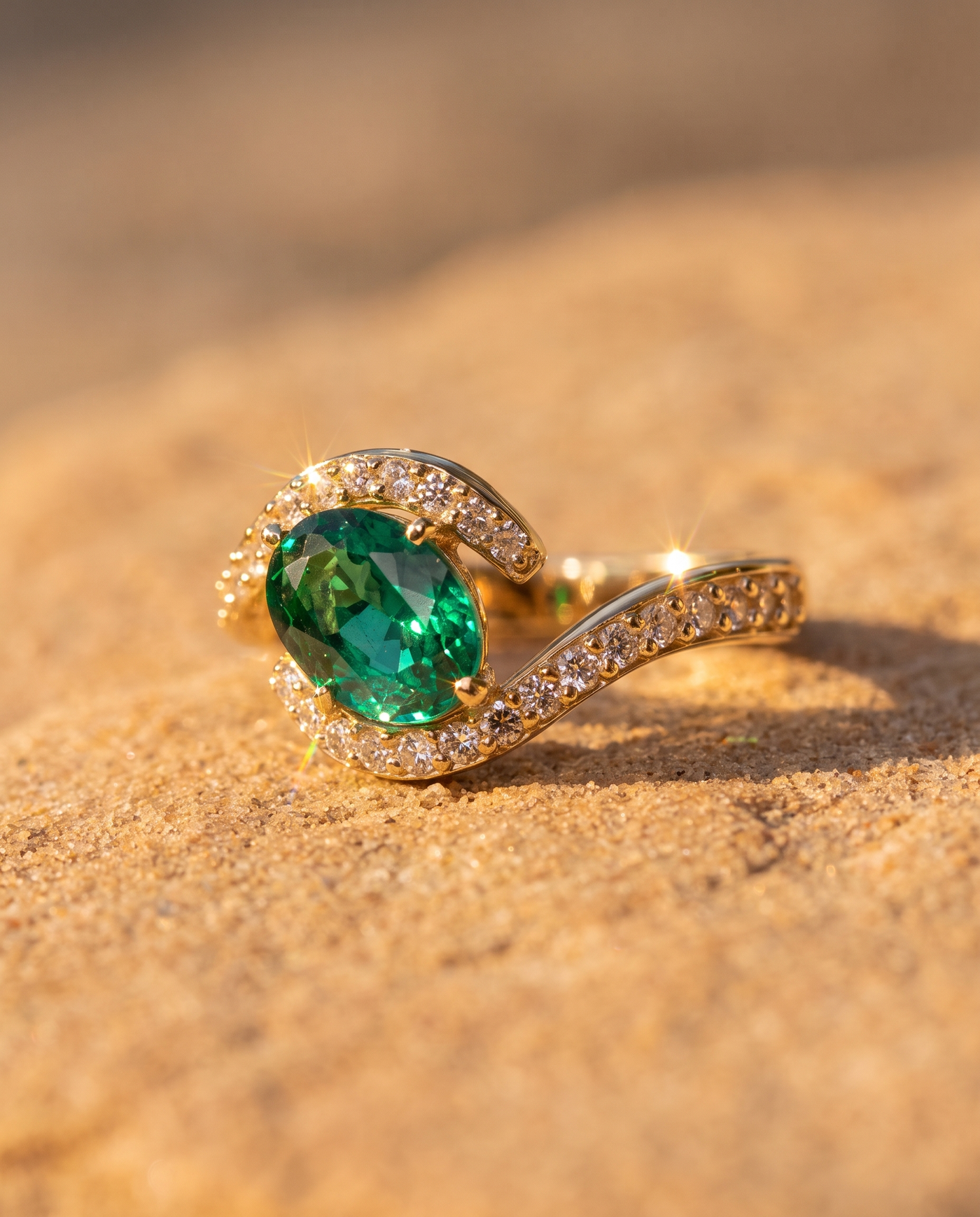 Diamond Wave Ring macro detail