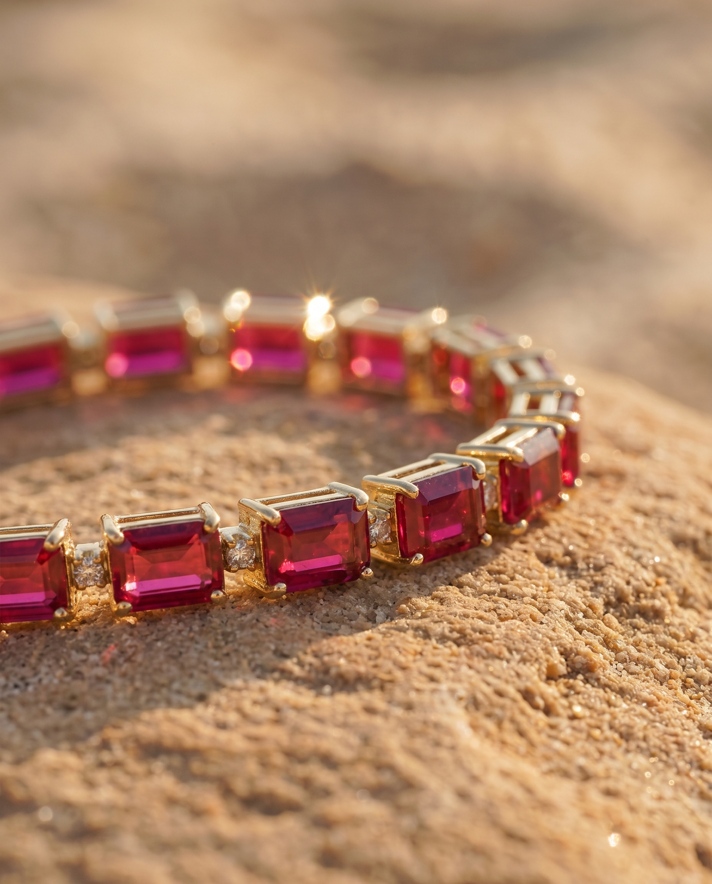 Mykonos Tennis Bracelet Ruby macro detail of rubies